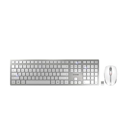 Cherry Americas Dw 9000 Usb Keyboard + Mouse Combo, Silver/White, Bluetooth Or 2.4Ghz JD-9000EU-1